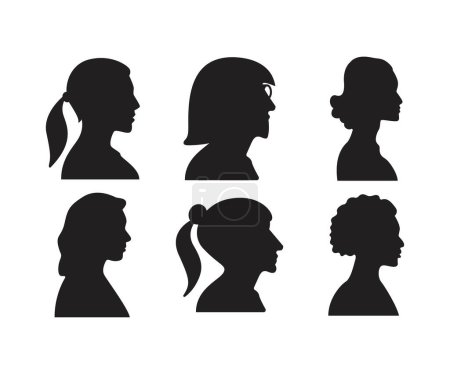 Ilustración de Silueta mujer cabeza vista lateral avatar ilustración - Imagen libre de derechos