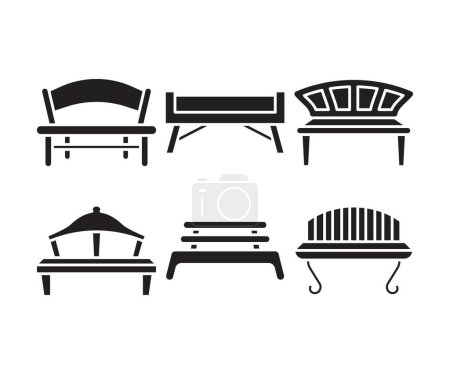 Téléchargez les illustrations : Bench and chair icons illustration - en licence libre de droit