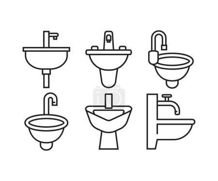 Illustration for Sink and basin icons set illustration - Royalty Free Image