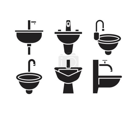 Illustration for Sink and basin icons set illustration - Royalty Free Image