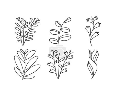 Illustration for Decorative floral frames set line illustration - Royalty Free Image