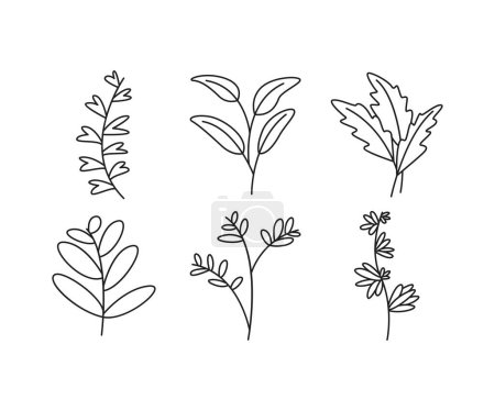 Illustration for Decorative leaves icons set vector line illustration - Royalty Free Image