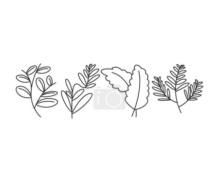 Illustration for Decorative leaves icons set vector line illustration - Royalty Free Image