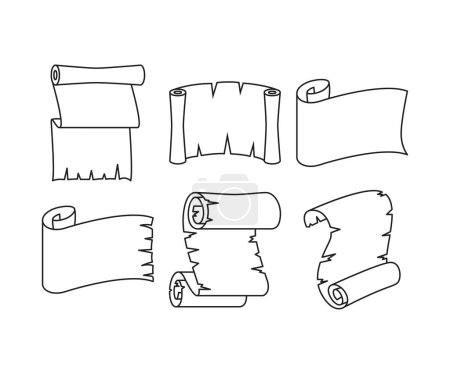 Téléchargez les illustrations : Parchment Paper Scroll  Icons Illustration - en licence libre de droit