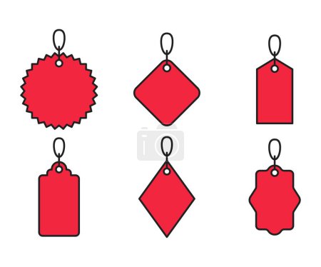 Ilustración de Etiqueta de precio rojo e iconos de etiqueta de cupón conjunto ilustración - Imagen libre de derechos