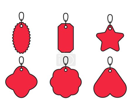 Ilustración de Etiqueta de precio rojo e iconos de etiqueta de cupón conjunto ilustración - Imagen libre de derechos