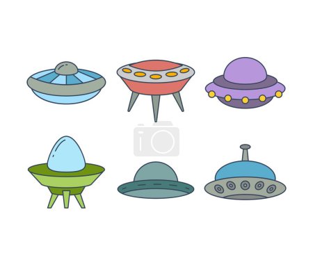 Illustration for Flying saucer and ufo icons set vector illustration - Royalty Free Image