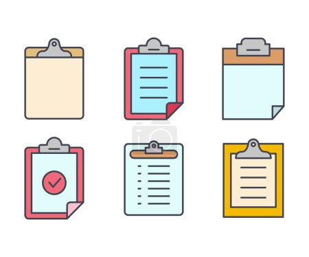 Illustration for Clipboard and document icons set vector illustration - Royalty Free Image