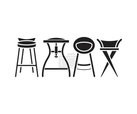 Illustration for Bar stool and chair icons set illustration - Royalty Free Image