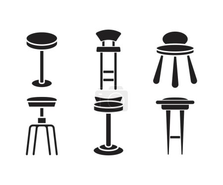 Illustration for Bar stool and chair icons set illustration - Royalty Free Image