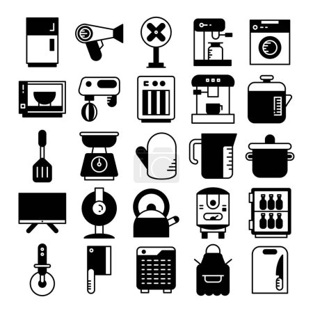 Ilustración de Utensilios de cocina y electrodomésticos iconos conjunto - Imagen libre de derechos