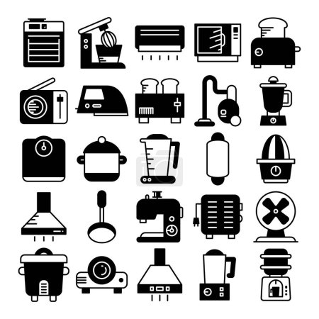 Ilustración de Utensilios de cocina y electrodomésticos iconos conjunto - Imagen libre de derechos
