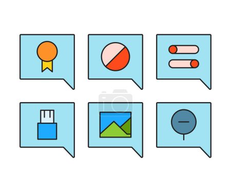 Illustration for Message and user interface icons set - Royalty Free Image