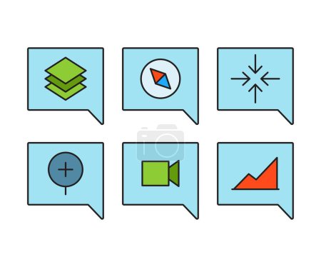 Ilustración de Conjunto de iconos de mensaje e interfaz de usuario - Imagen libre de derechos