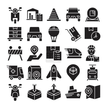 Téléchargez les illustrations : Delivery service and shipping icons set - en licence libre de droit