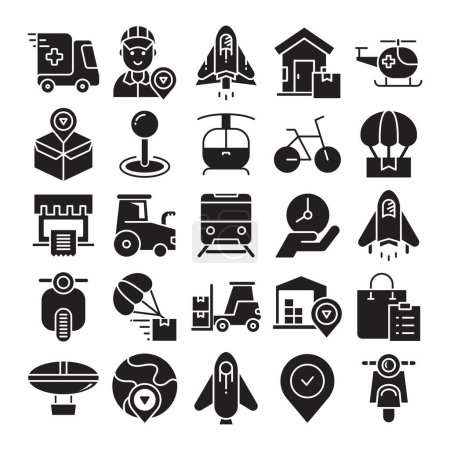 Téléchargez les illustrations : Delivery, shipping and logistics icons set - en licence libre de droit