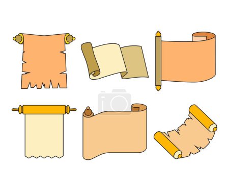 Illustration for Paper scroll and parchment icons illustration - Royalty Free Image
