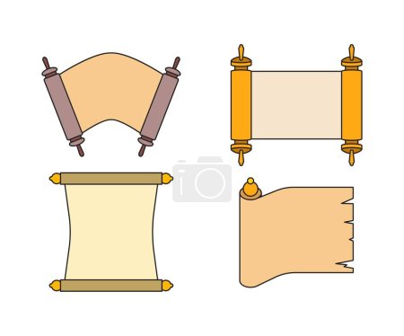 Illustration for Paper scroll and parchment icons illustration - Royalty Free Image