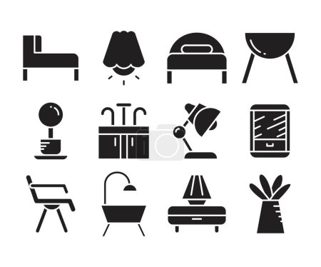 Illustration for Home  furniture and appliance icons set - Royalty Free Image