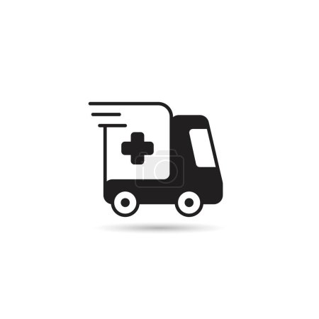 Ilustración de Icono de coche ambulancia sobre fondo blanco - Imagen libre de derechos