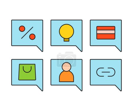 Illustration for Speech bubble and user interface icons set - Royalty Free Image