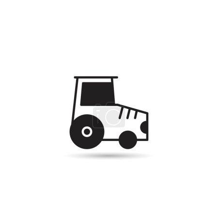 Téléchargez les illustrations : Icône du tracteur sur fond blanc illustration vectorielle - en licence libre de droit