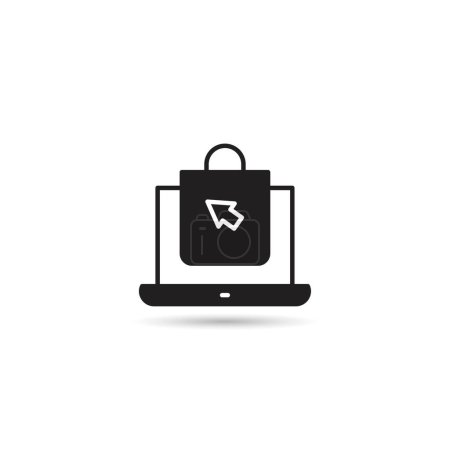 Illustration for Shopping bag on laptop icon on white background - Royalty Free Image