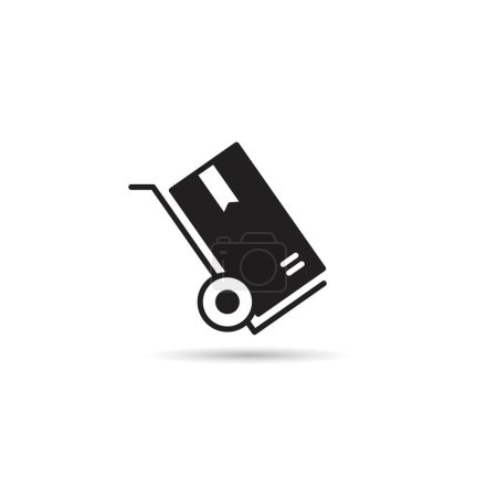 Illustration for Box on trolley icon on white background - Royalty Free Image