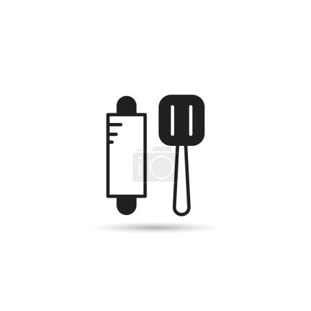 Illustration for Cooking roller and frying turner icon on white background - Royalty Free Image