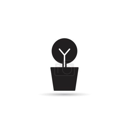 Téléchargez les illustrations : Arbre plante pot icône sur fond blanc - en licence libre de droit