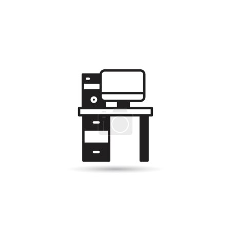 Illustration for Printer on table icon on white background - Royalty Free Image