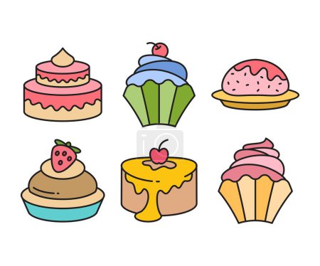 Illustration for Cake and dessert icons set - Royalty Free Image