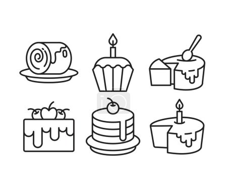 Illustration for Dessert and cake icons set line illustration - Royalty Free Image