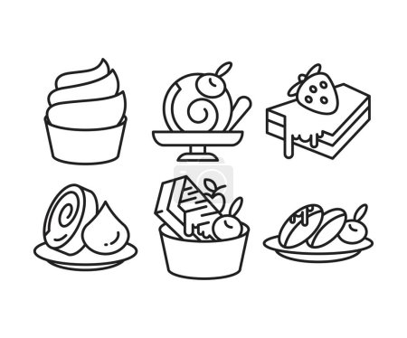 Illustration for Dessert and cake icons set line illustration - Royalty Free Image
