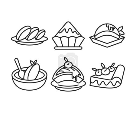 Téléchargez les illustrations : Bonbons, gâteau et dessert icônes ensemble - en licence libre de droit