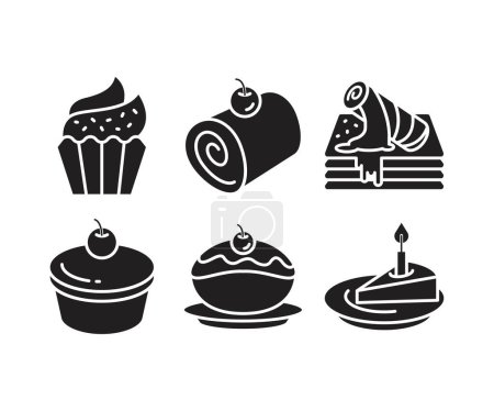 Ilustración de Dulces, tarta y postres iconos conjunto - Imagen libre de derechos