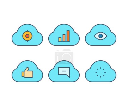 Illustration for Cloud and user interface icons set - Royalty Free Image
