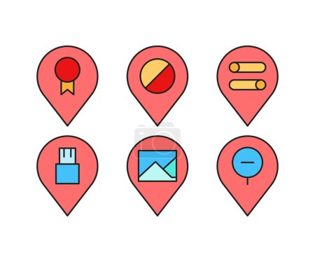 Illustration for Map pin and user interface icons set - Royalty Free Image