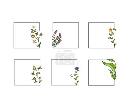 Ilustración de Marcos florales decorativos conjunto ilustración - Imagen libre de derechos