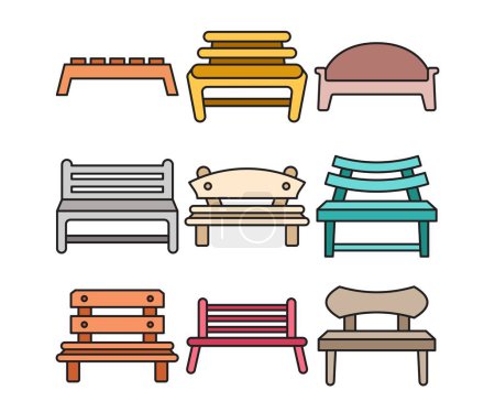 Illustration for Bench and chair icons illustration - Royalty Free Image