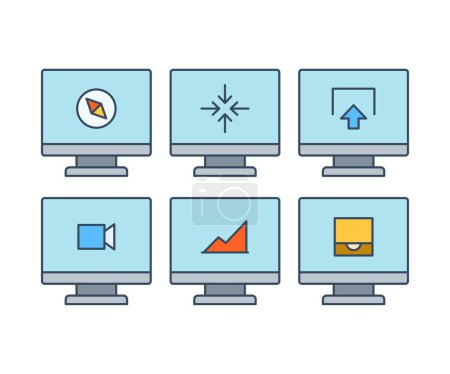 Illustration for Desktop computer and user interface icons set - Royalty Free Image