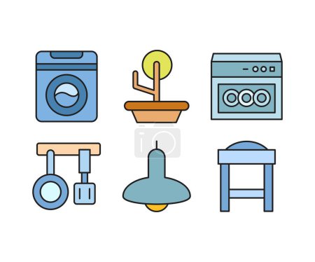 Ilustración de Sofá y electrodomésticos iconos conjunto - Imagen libre de derechos