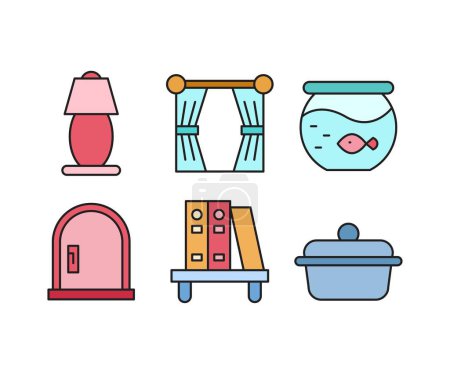 Illustration for Sofa and home appliance icons set - Royalty Free Image