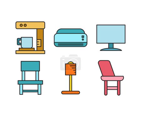 Ilustración de Sofá y electrodomésticos iconos conjunto - Imagen libre de derechos
