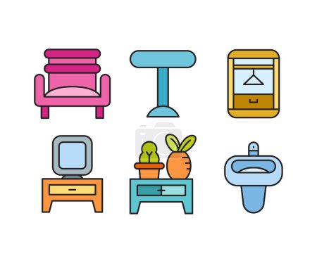 Ilustración de Conjunto de iconos de muebles y electrodomésticos - Imagen libre de derechos