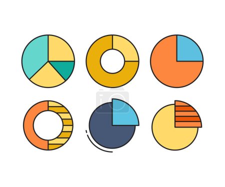 Illustration for Data pie chart icons set vector - Royalty Free Image