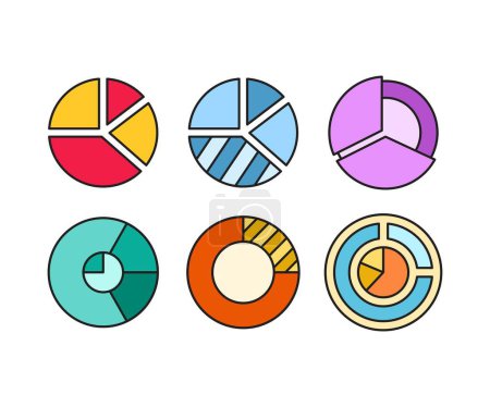 Illustration for Data pie chart icons set vector - Royalty Free Image