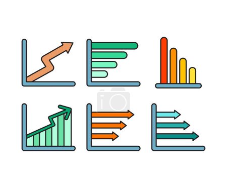 Illustration for Bar chart and graph icons set - Royalty Free Image