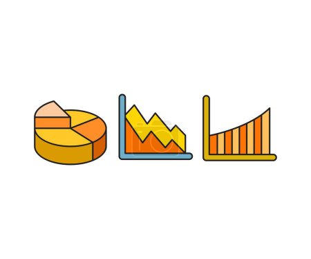 Illustration for Data graph and pie chart icons set - Royalty Free Image