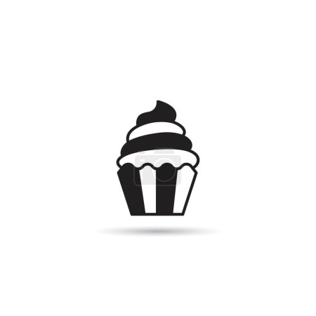 Téléchargez les illustrations : Icône Cupcake sur fond blanc - en licence libre de droit